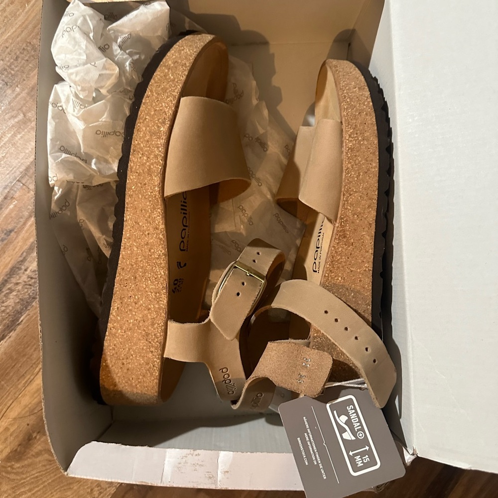 Papillio by Birkenstock Glenda Wedge Sandal (Women): Sandcastle, Size 9, NWT